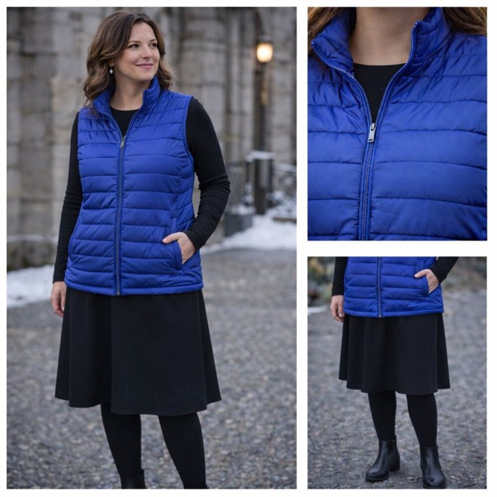 Lands’ End Quilted Vest – Blue, Size XXL (50–52)